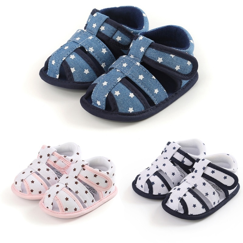 0 18M Infant Baby Star Print Sandals Kid Boy Girl Soft Sole Crib Shoes Toddler Summer