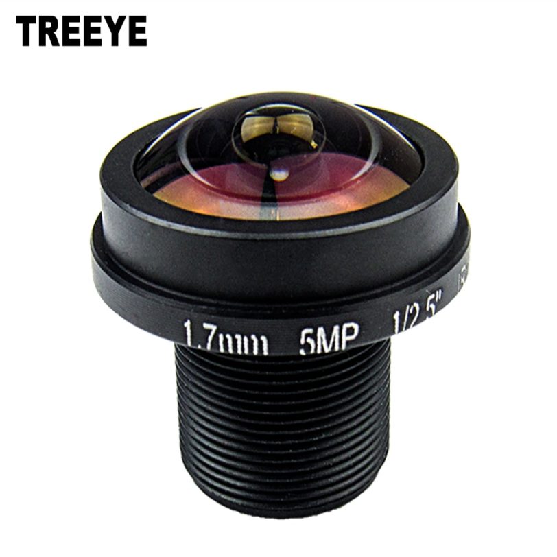 1.7mm Fisheye Lens 5Megapixel For HD CCTV IP Camera M12 Mount 1/2.5" F2.0 180Degree Wide Angle Panoramic CCTV Lens