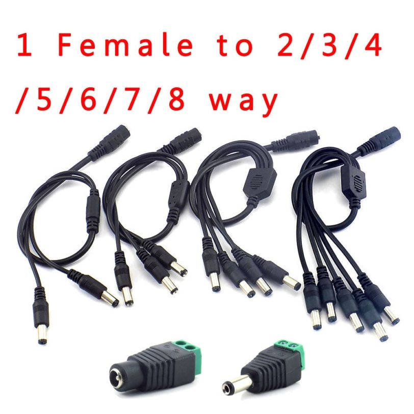 12V 1 Female to 2 3 4 5 6 8 Male Way DC Power Splitter Adapter Connector Plug Cable 5.5mm*2.1mm For CCTV Camera LED Strip Lights