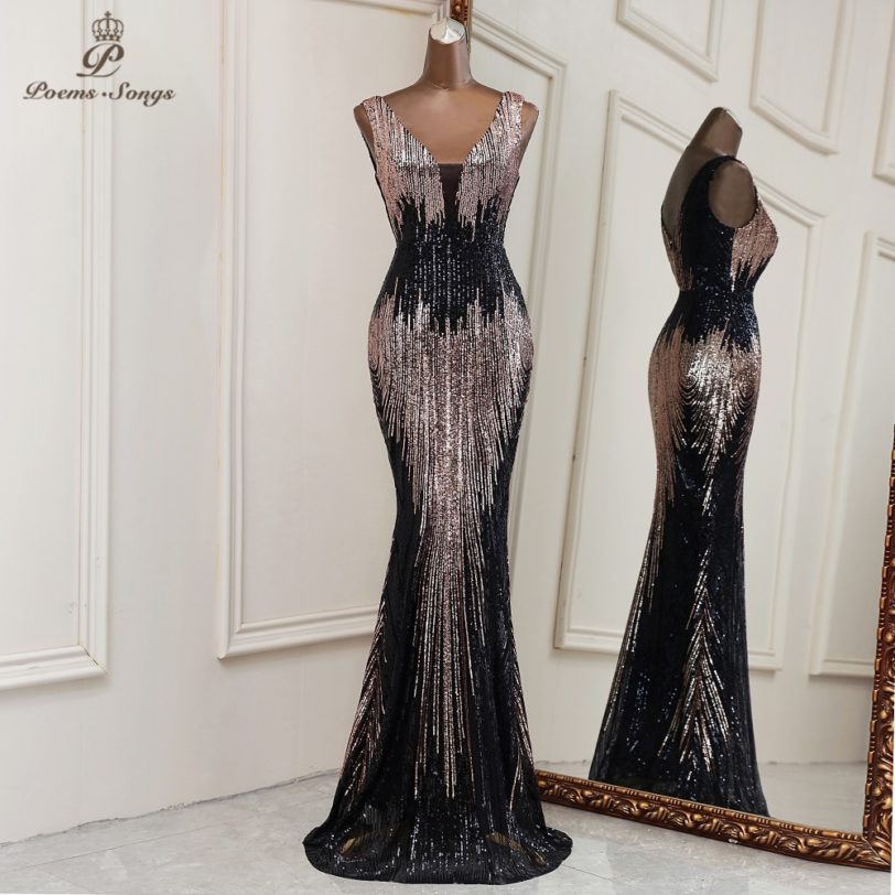 2021 New Sexy deep V neck style mermaid evening dresses vestidos formales vestidos de fiesta robe de soiree de mariage