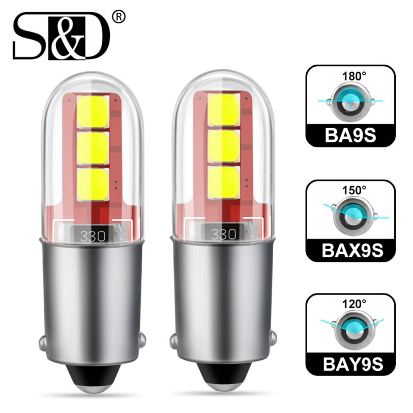 2Pcs BA9S LED BAX9S H21W BAY9s T10 W5W LED Bulbs H6W T4W Car Reverse Lights Auto Parking License Plate Interior Map Dome Lamps