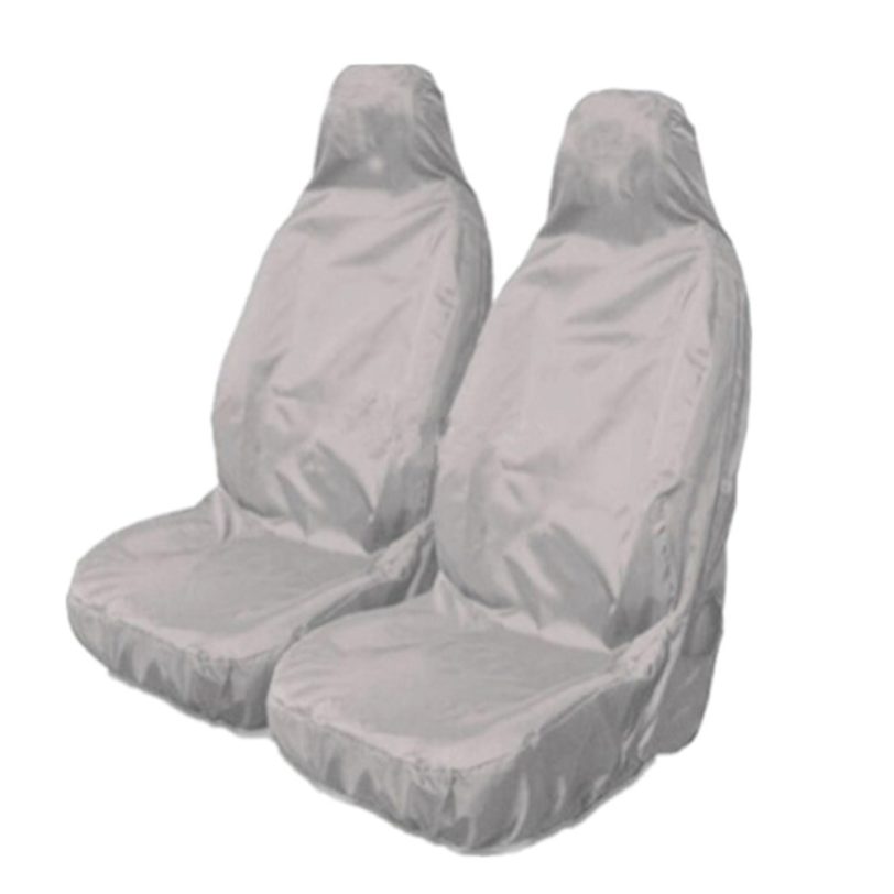 2pcs Universal Car Nylon Heavy Duty Waterproof Grey Front Seat Covers Protectors