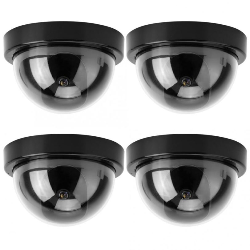 4pcs Dome Simulation Camera CCTV Dummy Fake Security Camera With Flashing Led Light Dummy Fake Dome Camera Hemisphere Camera