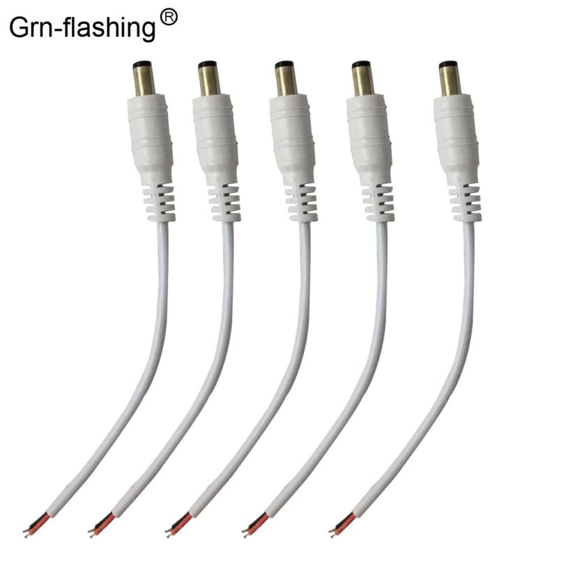 5.5x2.1 mm DC Male Connector power cable wire Jack Adapter plug Cable For 5050 3528 3528 led strip light CCTV camera male jack