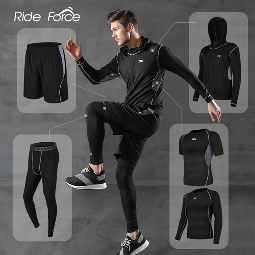 5 Pcs/Set Men's Tracksuit Gym Fitness Compression Sports Suit Clothes Running Jogging Sport Wear Exercise Workout Tights