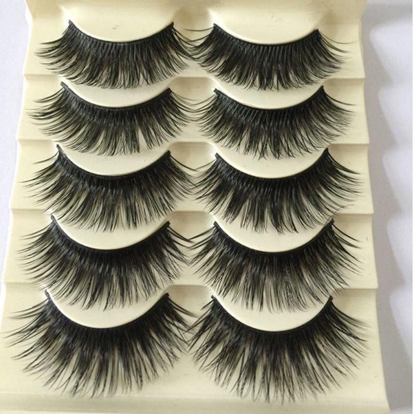 5Pairs/Set Natural Black Long Fake Eye Lashes Handmade Thick False Eyelashes Black Makeup Cosmetic Beauty Extension Tools