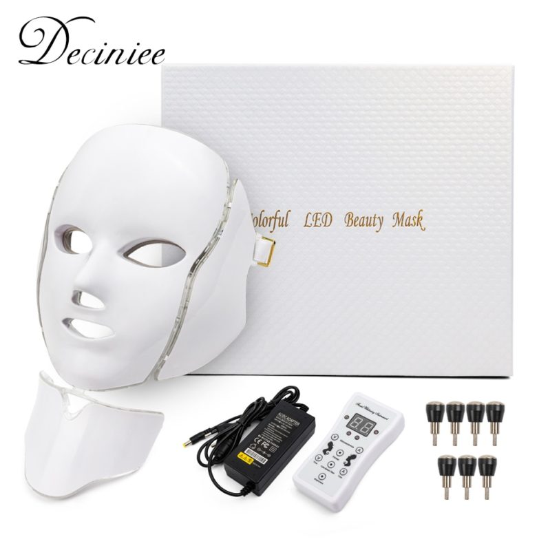 7 Color Led Facial Light Face Mask With Neck Skin Rejuvenation Tighten Acne Anti Wrinkle Beauty Treatment Korean Photon Spa Home