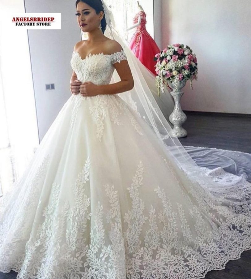 ANGELSBRIDEP Fashion Sweetheart Ball Gown Wedding Dresses 2021 Real Vestidos De Noiva Charming Court Train Formal Bride Dresses