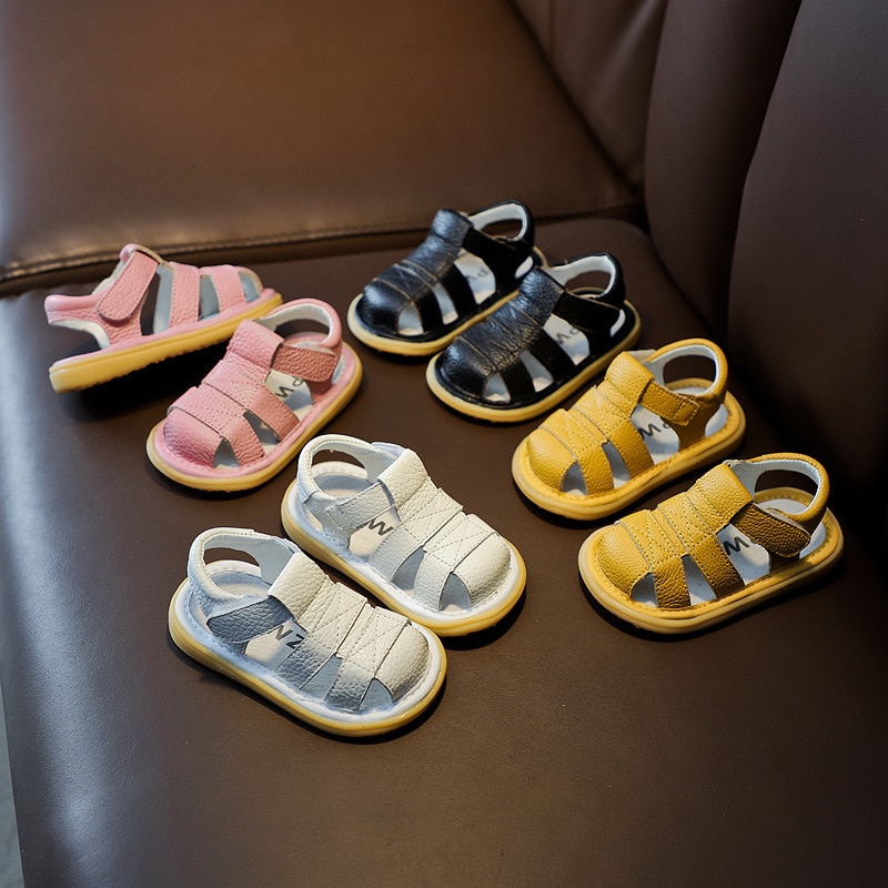 Baby Girls Boys Summer Sandals Infant Anti collision Toddler Shoes Soft Bottom Genuine Leather Kids Children
