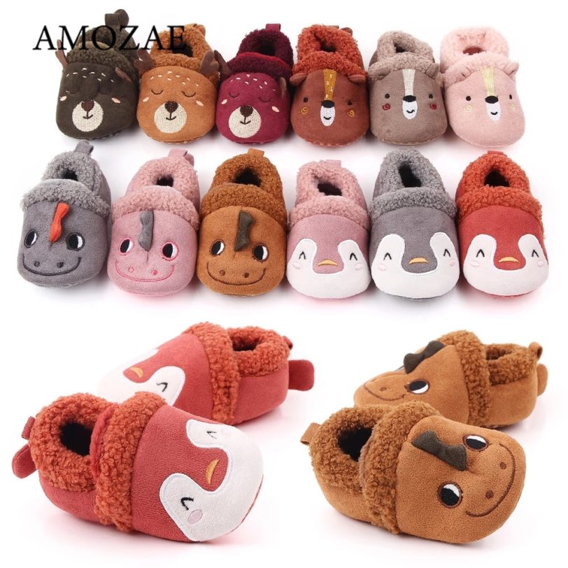 Baby Shoes Adorable Infant Slippers Toddler AMOZAE Baby Boy Girl Knit Crib Shoes Cute Cartoon Anti-slip Prewalker Baby Slippers