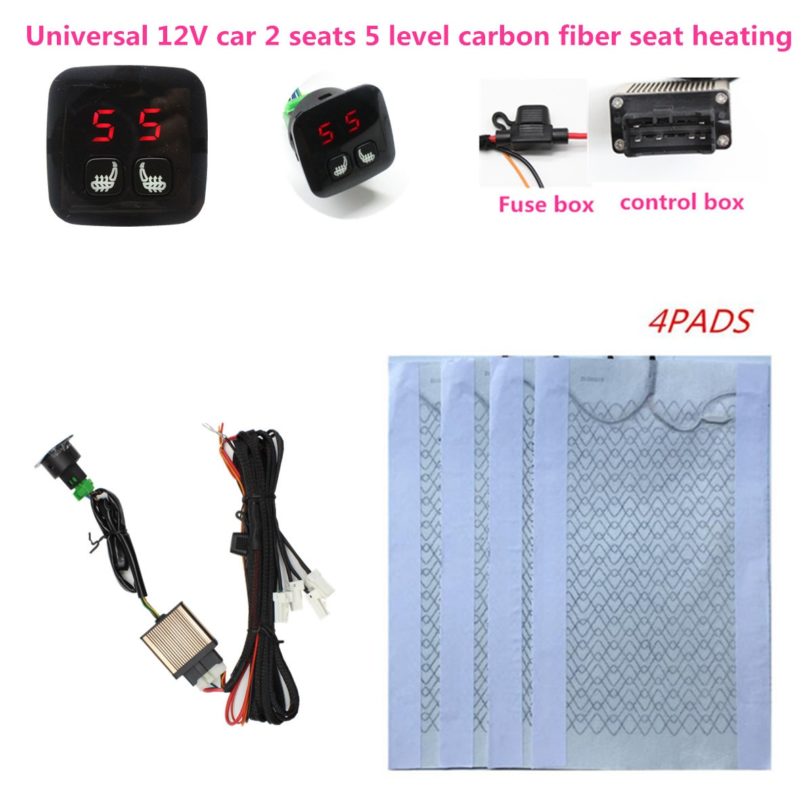 Car heated seat LCD display 5-speed 2 button switch Built-in Car Heated Seat Heater Pad Seat Warmer Covers mat Carbon heating