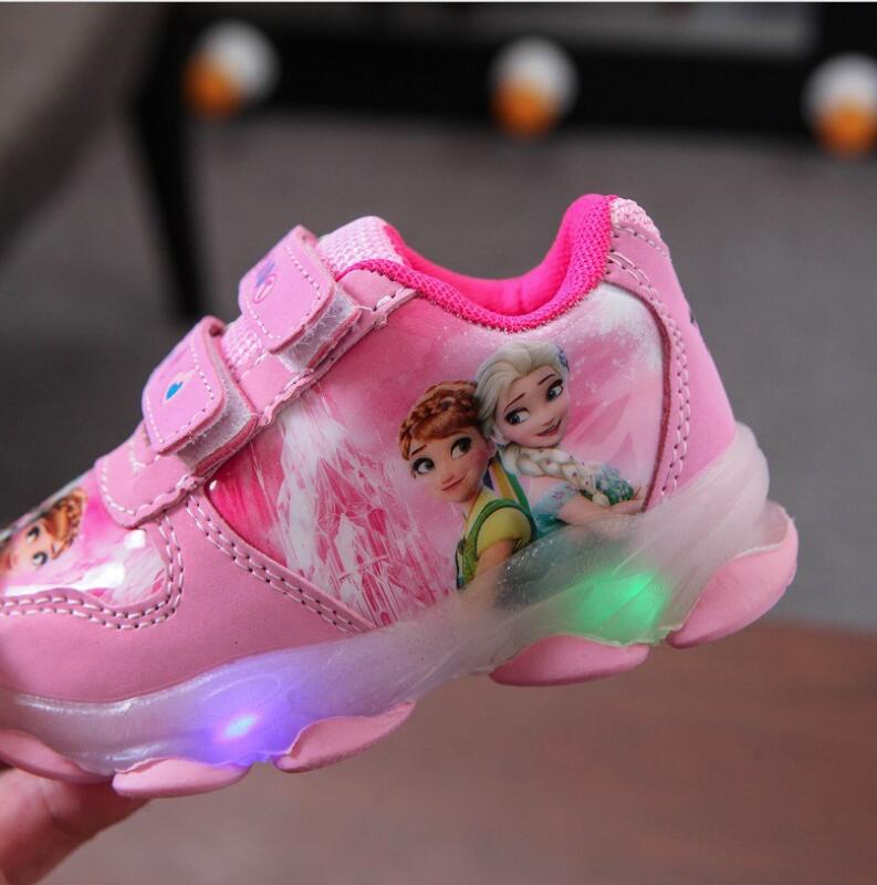 Disney Led Light Children Luminous Shoes Elsa Shoes Tennis Kids Glowing Sneakers Toddler Baby Boys Girls