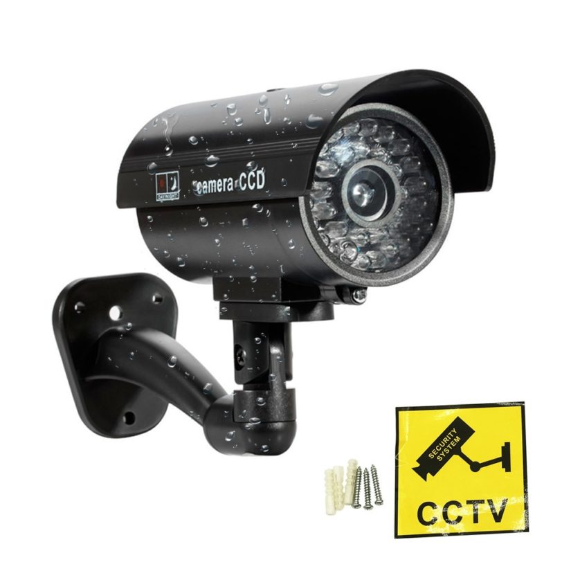 Fake Camera Dummy Waterproof Security CCTV Surveillance Camera With Flashing Red Led Light Outdoor Indoor