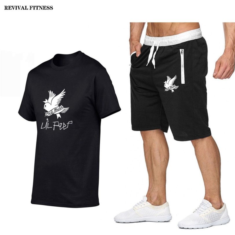 Fashion Lil.Peep Men's t-shirt Shorts Set Men Summer 2pc Tracksuit Short Sets Beach Male Casual Tee Shirts Set Sportswears S-XXL