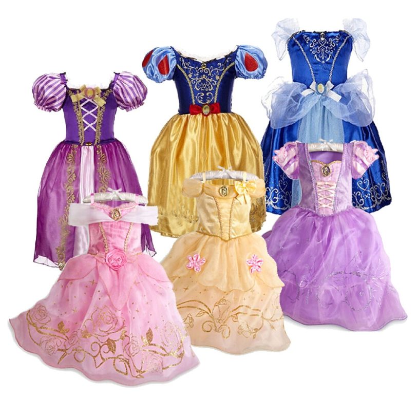 Girls Rapunzel Snow White Dress Kids Belle Aurora Sofia Summer Fancy Princess Costume Children Halloween Birthday Party Dresses