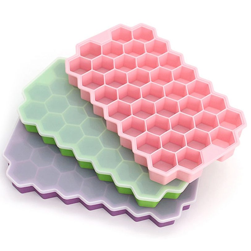 Honeycomb Ice Cream Tools Ice Tray Mold With lid 37 Hexagonal Ice Cube Making Tools Suitable for Beverage Beer