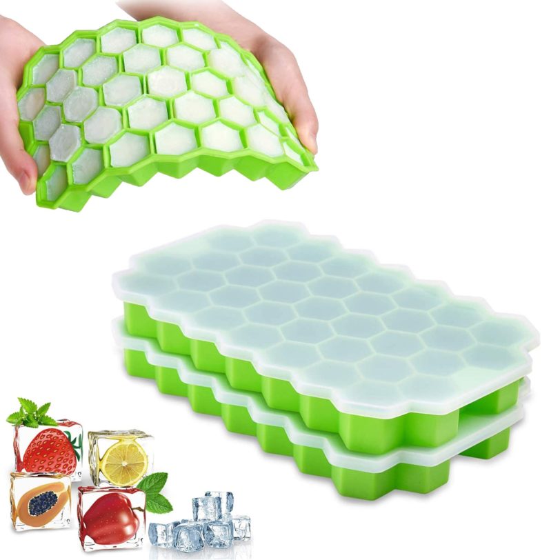 Honeycomb Ice Cube Trays with Removable Lids Silica Gel Ice Cube Mold BPA Free Multi Color 2