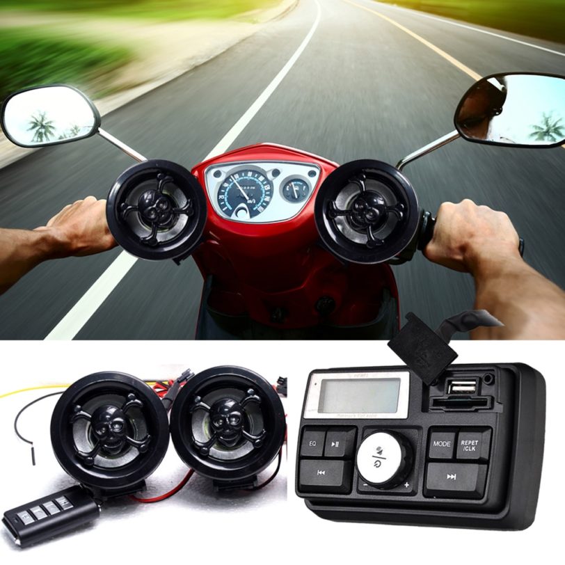 NEW Motorcycle Speakers Handlebar Audio System FM Radio Motorcycle FM Audio MP3 Speaker Audio System Alarm Motorbike Anti-Theft