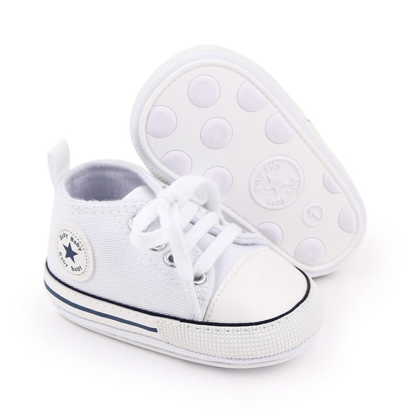 Newborn Rubber Sole Canvas Baby Sneakers Baby Shoes Baby Boys Girls Shoes Baby Toddler Shoes Soft Sole Non-slip Baby Shoes