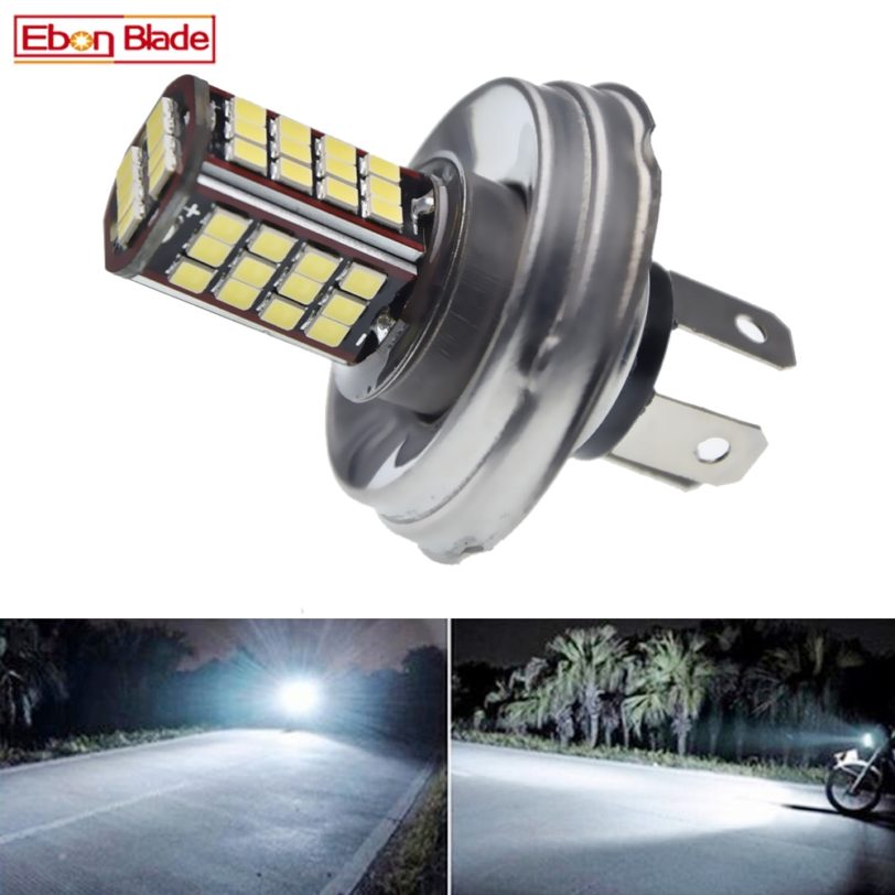 P45T White Motorcycle Motorbike Headlight 6V 12V 24V 30V DC Bixenon Beam 56SMD LED Moped Scooter ATV Lamp Bulb Aluminum Light