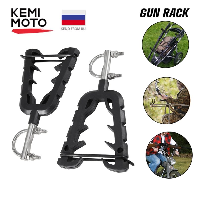 Quad Bike Single Bow Rack Holder Motorbike ATV UTV Firearm Shooting V-Grip Single Handlebar Cushioned Rack VFGH Golf Car Scooter