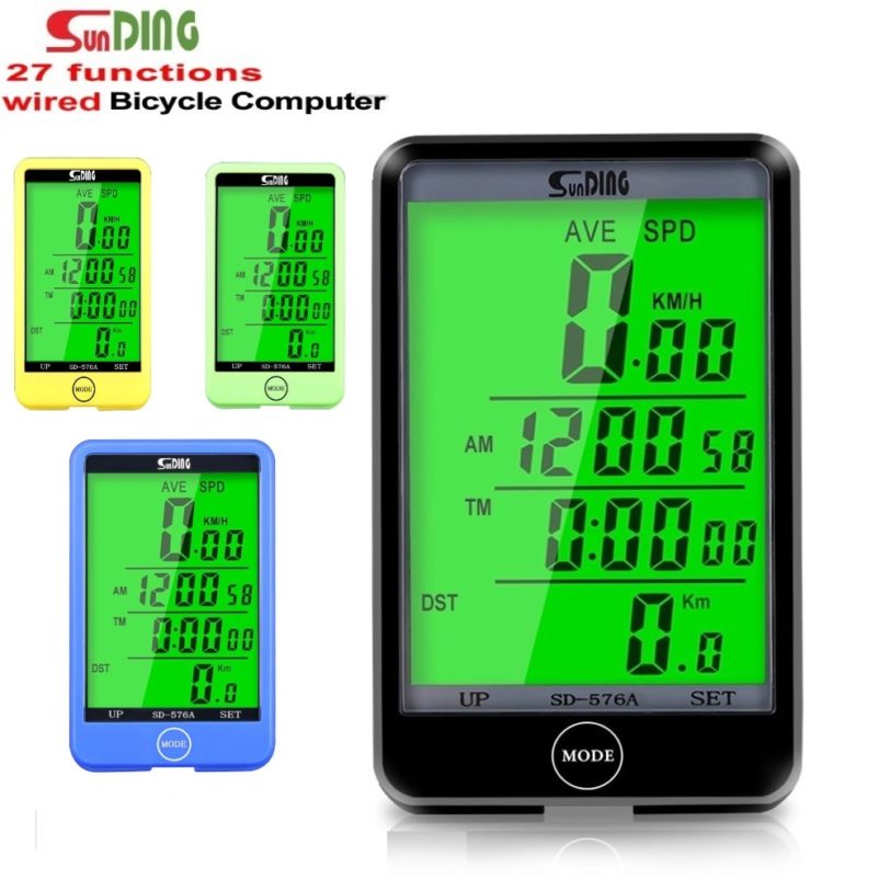 Sunding Bike Wired Computer Speedometer Odometer Cycling Bicycle Waterproof Measurable Temperature Clock Sports Accessories 576A