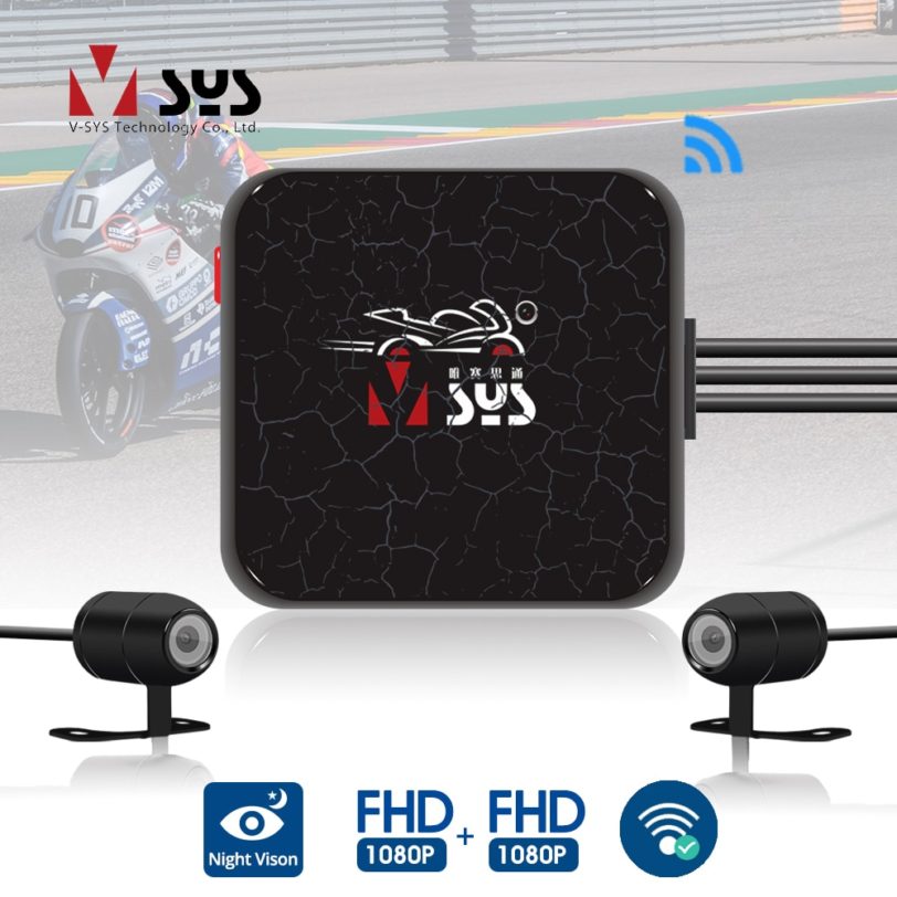 VSYS D6L/D6RL Dual Motorcycle Action Camera Recorder DVR Front & Rear View Waterproof Motorbike Dash Cam Black Night Vision Box