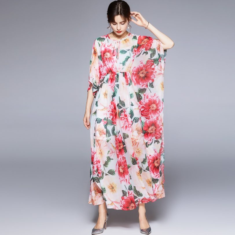 ZUOMAN Women Summer Elegant Floral Dress Festa High Quality Long Wedding Party Robe Femme Vintage Designer Chiffon Vestidos