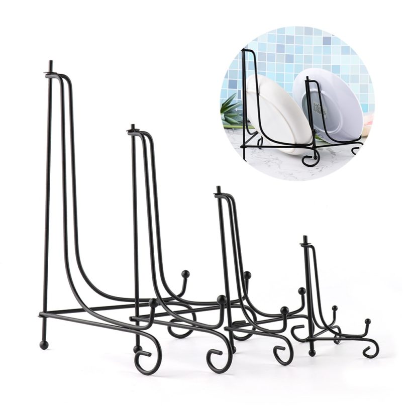 1/5Pcs DIY Craft Bracket Book Holder Photo Pedestal Bowl Picture Frame Black Iron Plate Rack Display Stand Easel Storage Holders