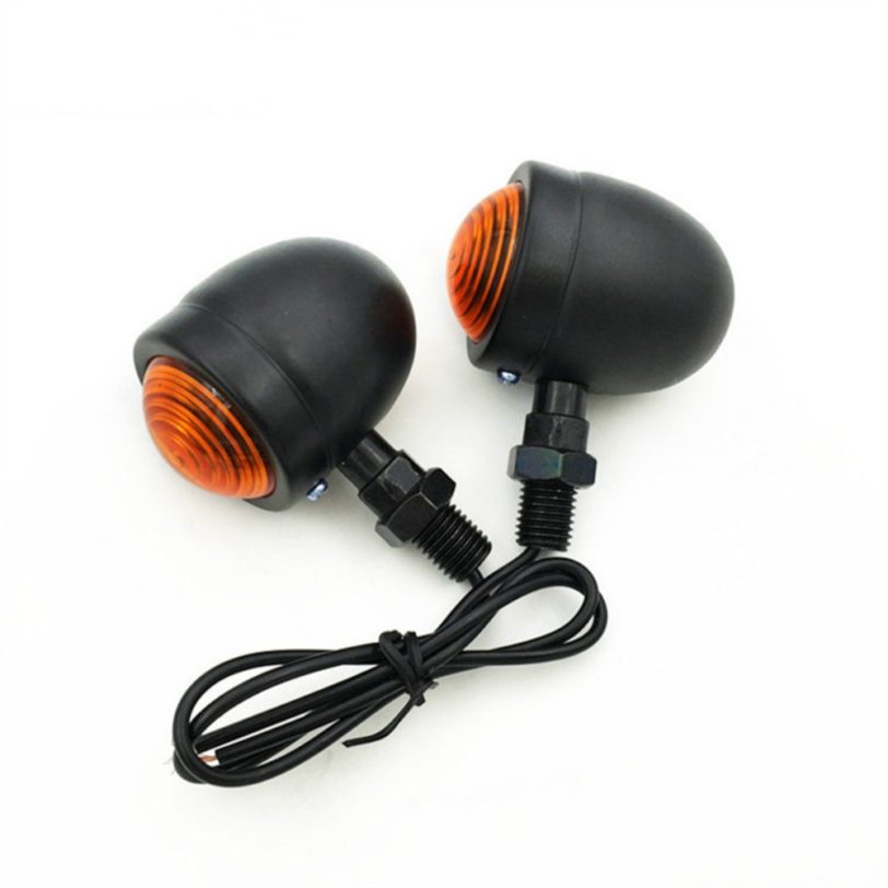 1 Pair Motorcycle Turn Signal Indicator Light Amber Motorbike Blinker Headlight 12v Indicator lamp Bullet Chrome black New