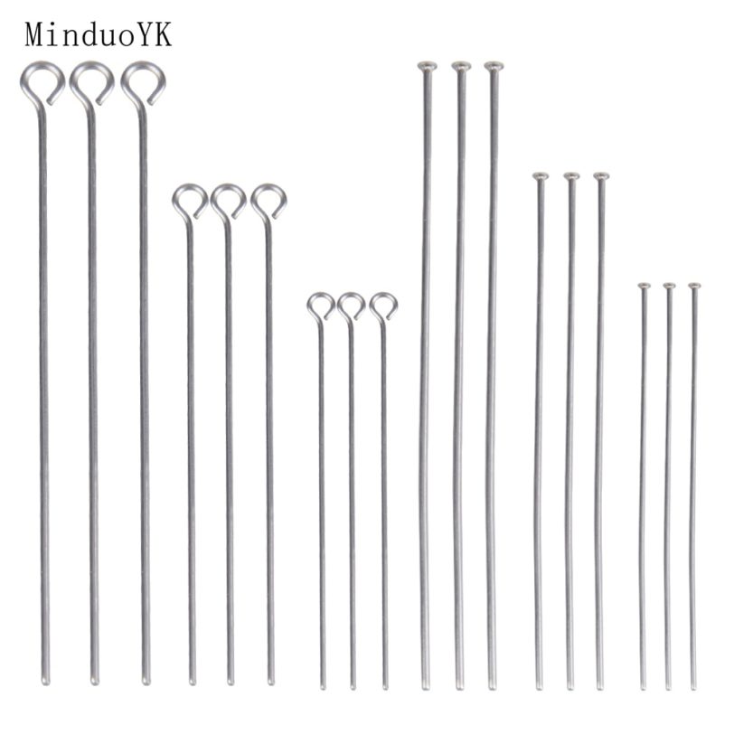 100Pcs/Lot Stainless Steel Headpin Diy Jewelry Accessories Earrings Beading Eye Pins Flat Head Pins For Jewelry Making Supplies