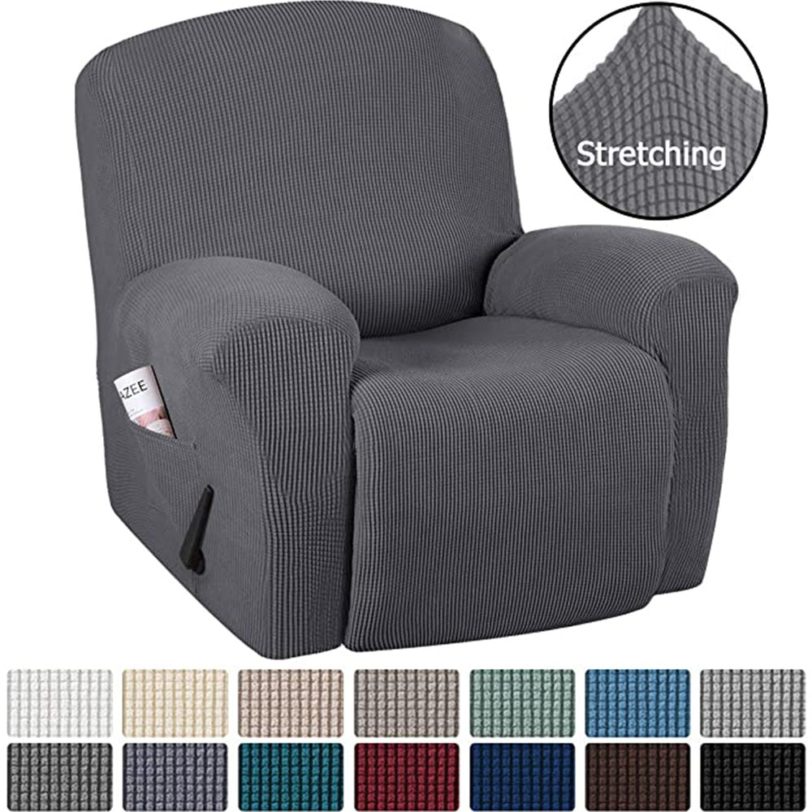 13 Colors Recliner Chair Covers Washable Stretch Sofa cover With Pocket Non-slip Furniture Protector Solid Color Armchair