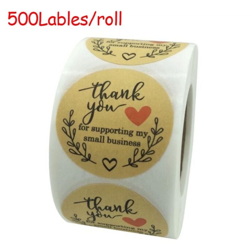 1Inch Natural Kraft Olive Branch "thank you for supporting my small business" Labels Sticker Paper DIY Decoration Gift Card/Box