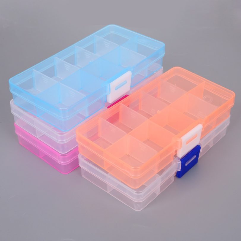 1pcs Plastic Storage Jewelry Box Compartment Adjustable Container for Beads earring box for jewelry rectangle Box Case