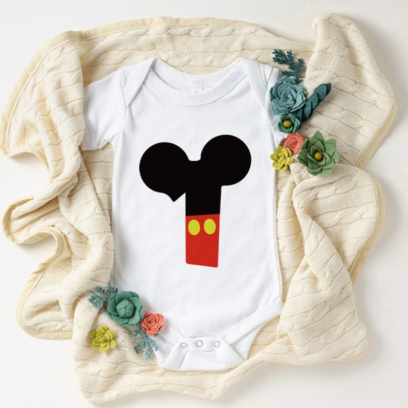 1st Birthday Baby Jumpsuit For Boys Girls Tshirt Mickey Mouse Number Clothes 1 2 Years Infant Jumpsuit Fashion T Shirt 0-24M