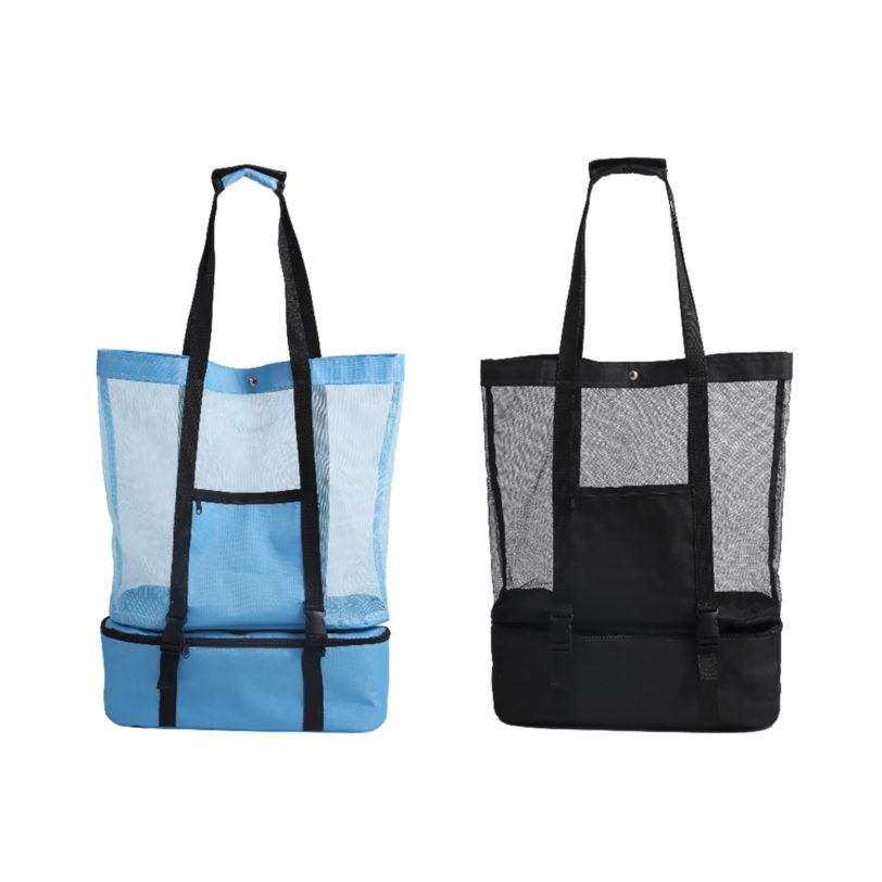 2-in-1 Beach Bag Mesh Detachable Insulation Cooler Picnic Bag Portable Durable Leak-proof For For Picnic Shopping Carrying