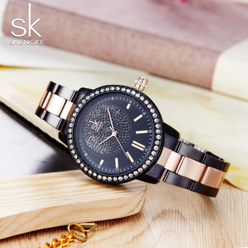 2019 Shengke Rose Gold Watch Women Quartz Watches Ladies Top Brand Crystal Luxury Female Wrist Watch Girl Clock Relogio Feminino