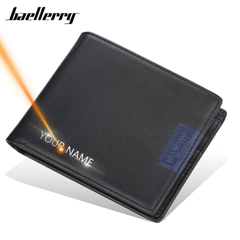 2020 Fashion Men Wallets Short Name Engraving Classic Purse Man Slim Style Card Horder Quality Male Wallet For Boy Carteria