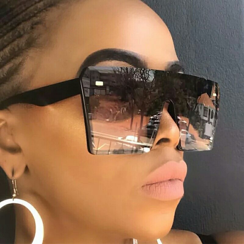 2020 Fashion Oversized Square Sunglasses Retro Gradient Big Frame Sun Glasses For Women One Piece Gafas