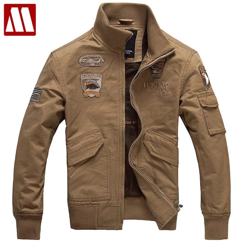 2021 Autumn Men Embroid Bomber Jacket Have Armbands Cool Men's Cotton Rib Mandarin Collar military Jackets Plus size XXXXL