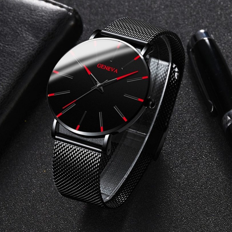 2021 Minimalist Men's Fashion Ultra Thin Watches Simple Men Business Stainless Steel Mesh Belt Quartz Watch relojes modernos