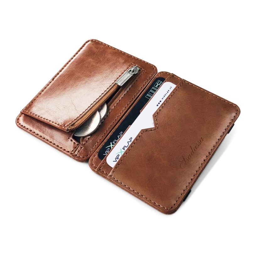 2021 New Fashion Man Small Leather Magic Wallet With Coin Pocket Men's Mini Purse Money Bag Credit Card Holder Clip For Cash