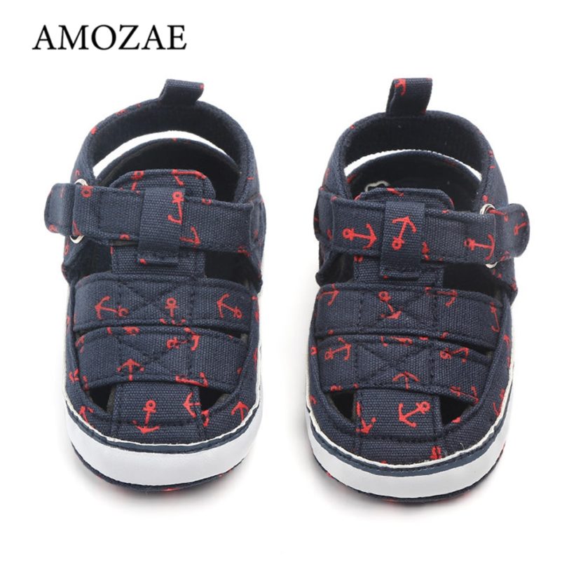 2021 New Infant Toddler Print Anchor Baby Shoes Baby Boy Girl First Wanlker Soft Sole Shoes Prewalker 0-18 Months Baby Shoes