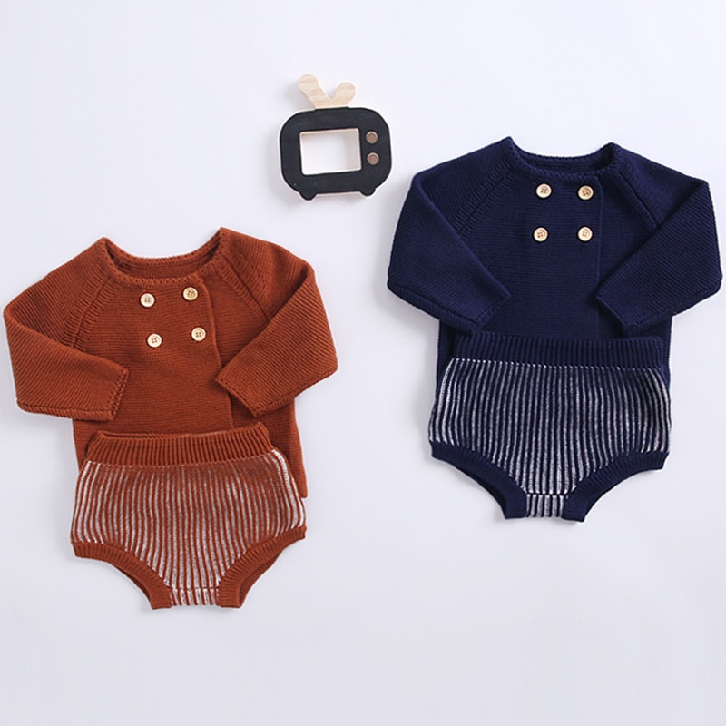 2021 NewBaby Girl Clothes Cotton Knit Set Baby Coat and Shorts Spring Autumn Infant Clothing Suit