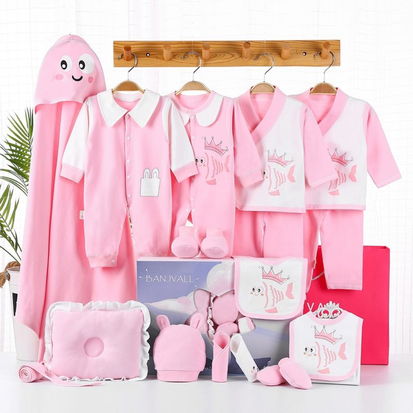 20Pcs/Set Newborn Baby Boy Girl Clothing Set Cute Pattern Infant Clothes Suit Baby Romper Hat Accessories set Baby Shower Gift