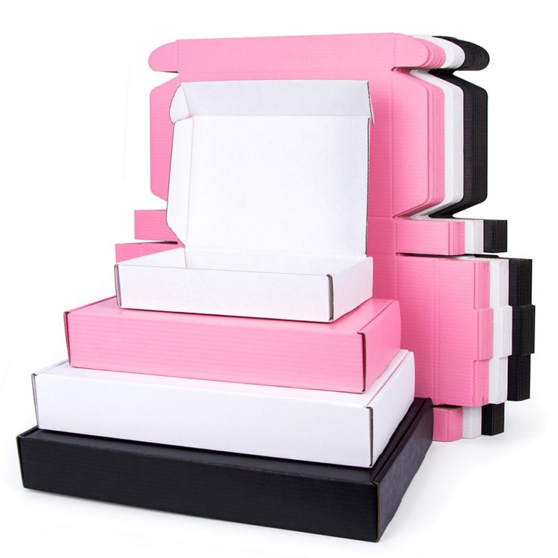 20pcs / Gift Box White Black Pink corrugated paper packaging carton storage display carton support custom size and printing logo