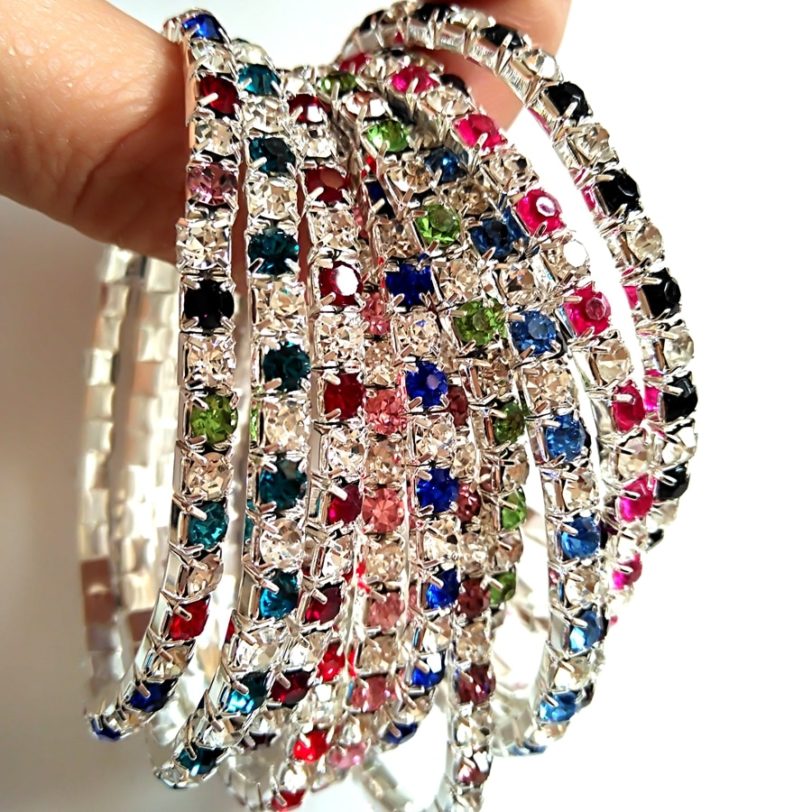 20pcs TOP MIX Elastic Crystal CZ Bracelets Children Friendship Party Gift Girls Charm Zircon Wristbands Birthday Bag Fillers