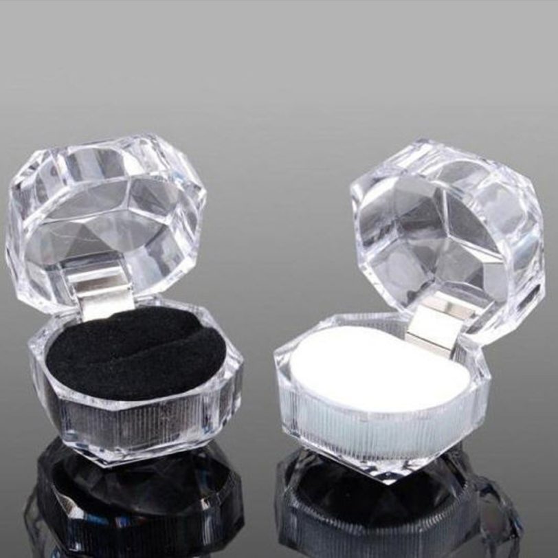 20pcs/lot Hot Sale Jewelry Package Ring Earring Box Acrylic Transparent Wedding Packaging Jewelry Box