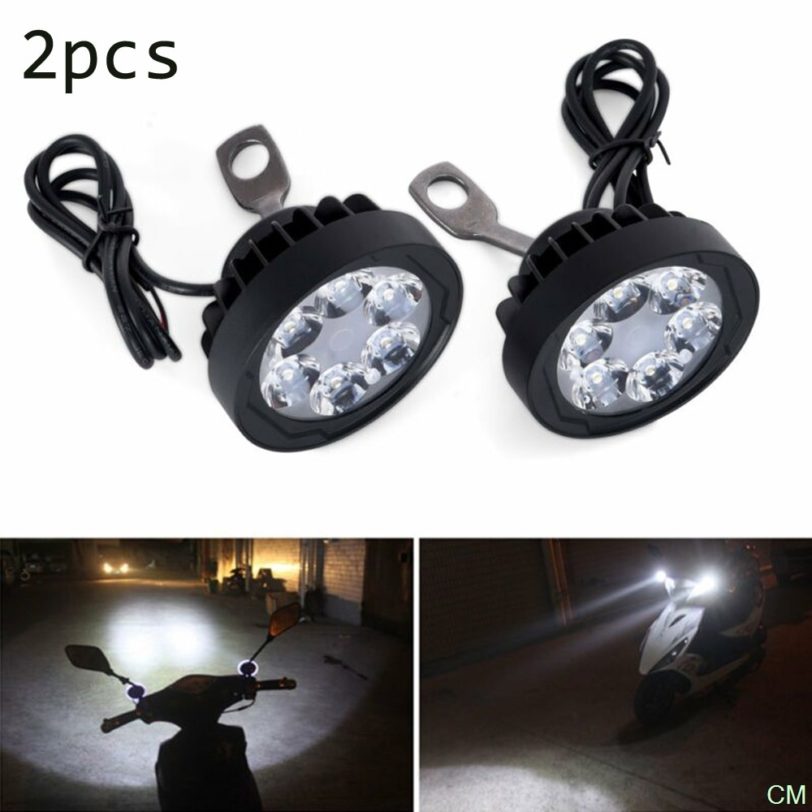 2pcs Set Motorcycle Headlight Fog Driving Lights Front Head Lamp White Super Bright 6 LED Working Spot Light Motorbike Fog Lamp