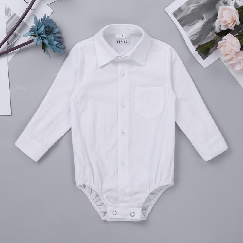 3-24M Infant Baby Boys Gentleman Formal Shirt Romper Jumpsuit Newborn Toddler Boys Long Sleeves Cotton Bodysuits Set